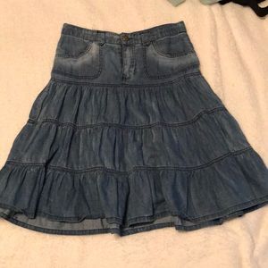 Distressed denim skirt!